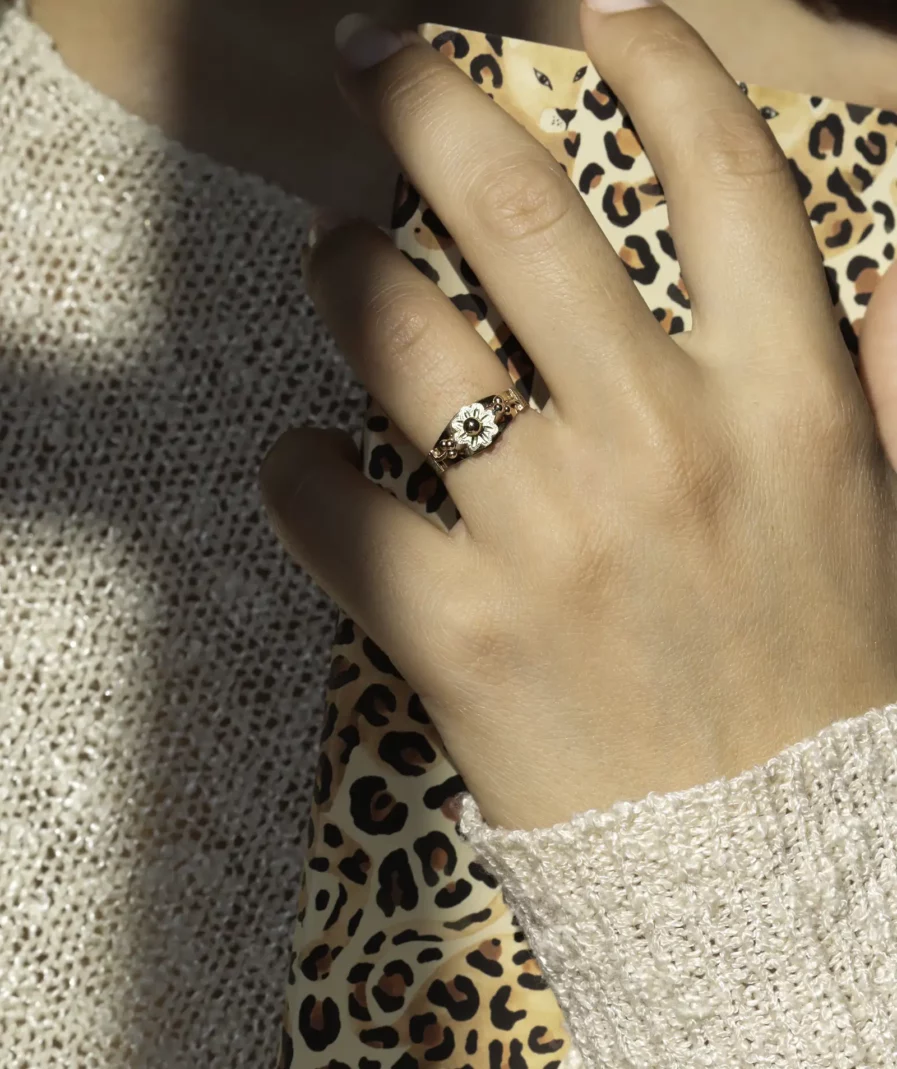 Bague fleur en or rose et jaune fin XIXème